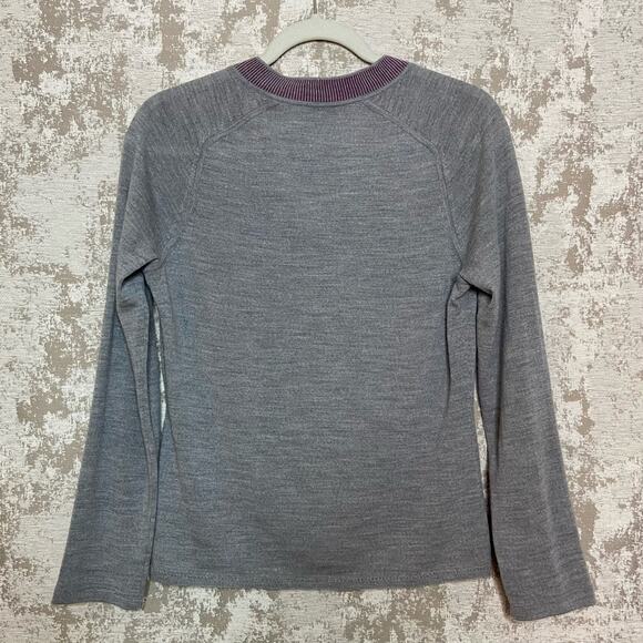 Rag & Bone Pamela 100% Merino Wool V Neck Sweater in Grey/Purple - Picture 2 of 4